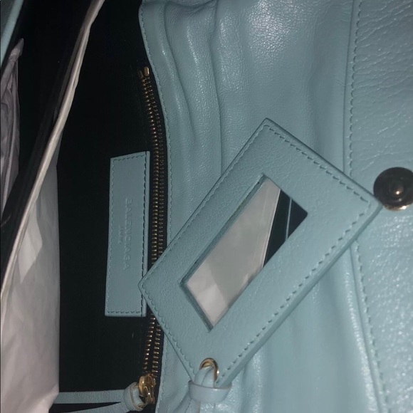 Balenciaga Metallic Edge Baby Blue Envelope Clutch Small Purse - Picture 5 of 5